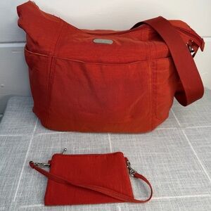 Baggallini Hobo Tote With Wristlet Orange Travel Bag Crossbody Purse